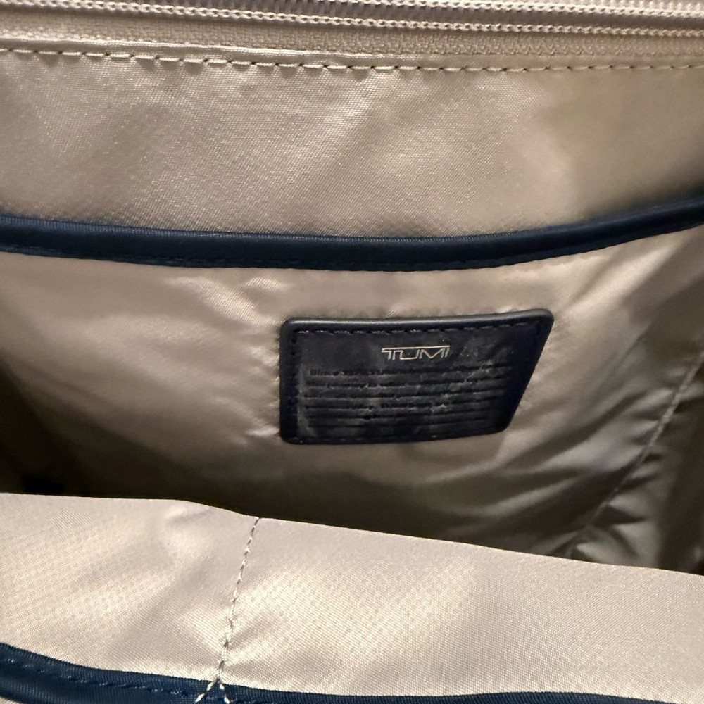 Tumi Navy Quilted Backpack with Gold Hardware - Picture 9 of 14